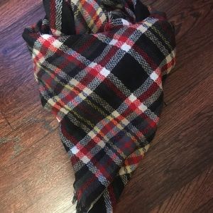 Red black yellow and white blanket scarf